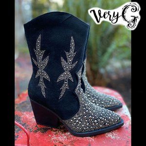 Very G Black and Silver Heeled Boots